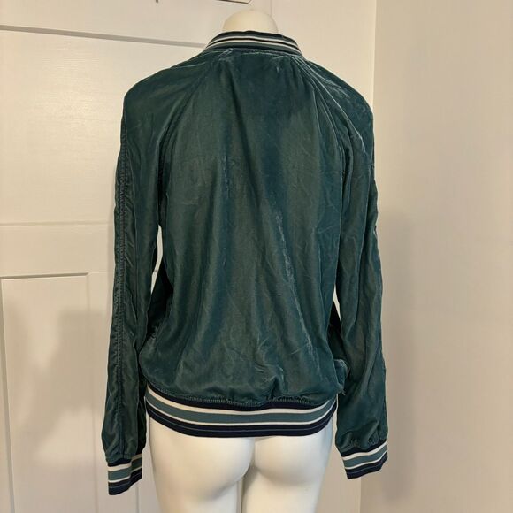 New With Tags American Eagle size Medium Velour Y2K Inspired Bomber Track Jacket - Picture 2 of 10
